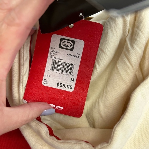 Ecko Unltd. Hoodie Pullover Red/Blue/Cream Embroidered NWT Hand Warmer Pocket - Picture 12 of 14